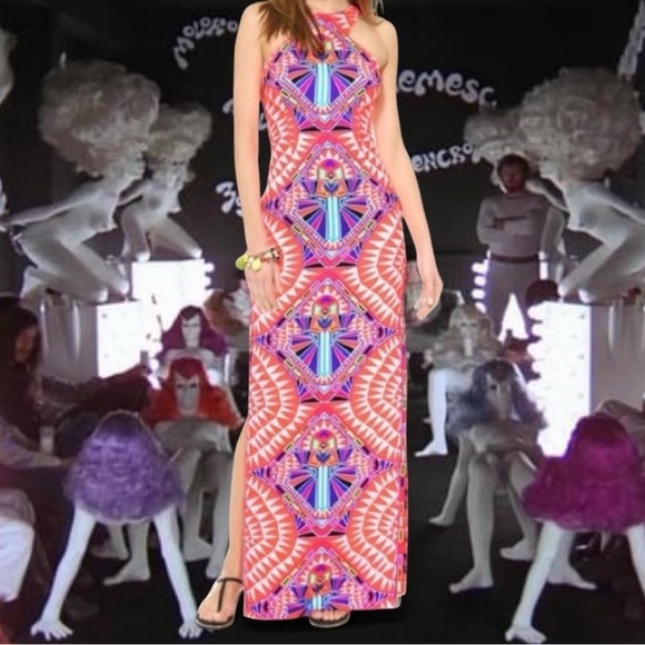 RARE Mara Hoffman Halter Column Neon Print Maxi Dress - Picture 3 of 6